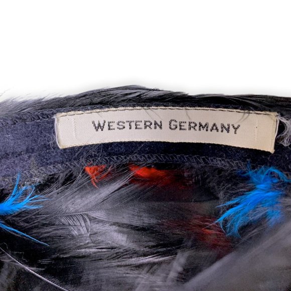 Vintage West Germany Black Blue Red Feather Juliette Headband Hat Pin Up main image 9